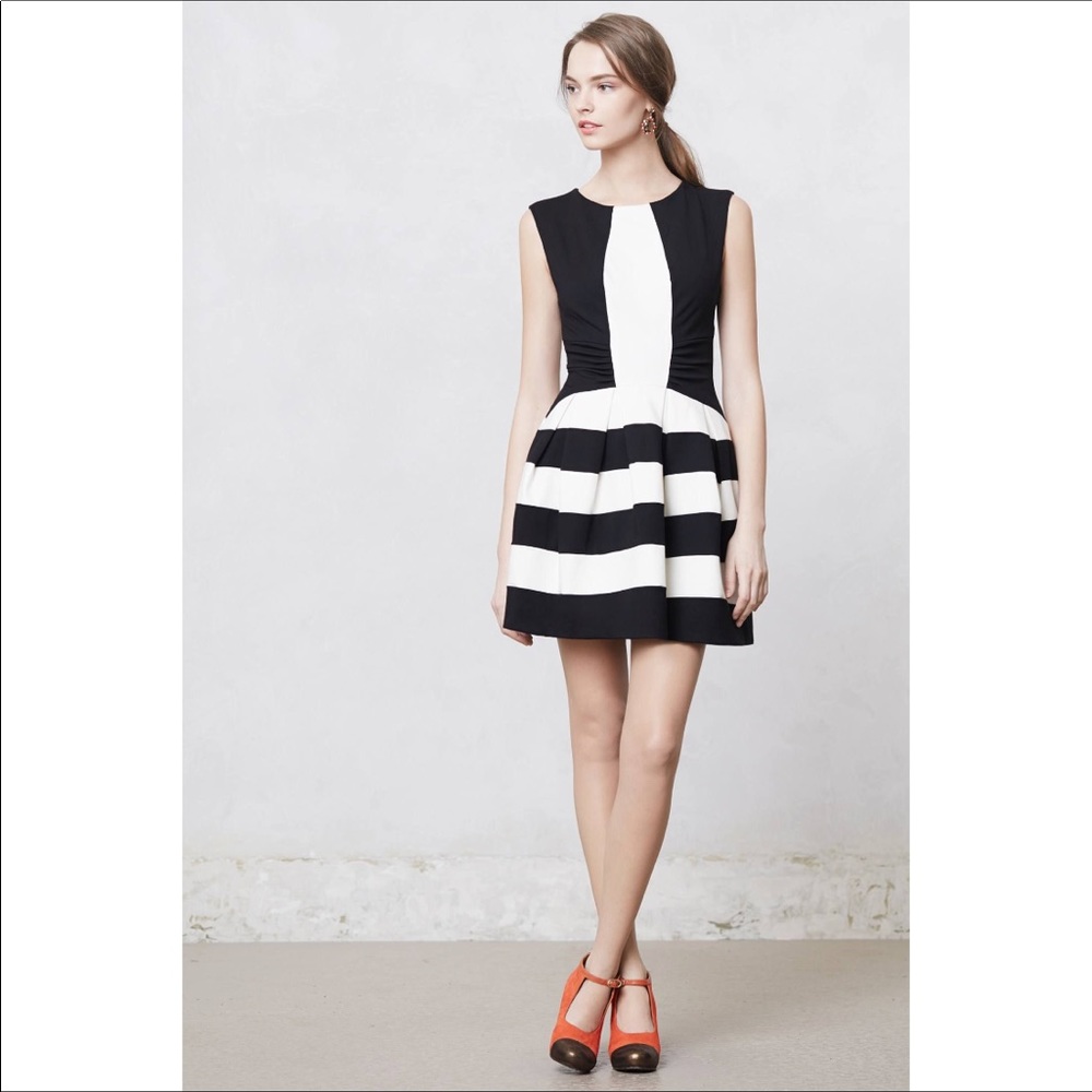 Eva Franco B&W Anthropologie Strata Cocktail Dress